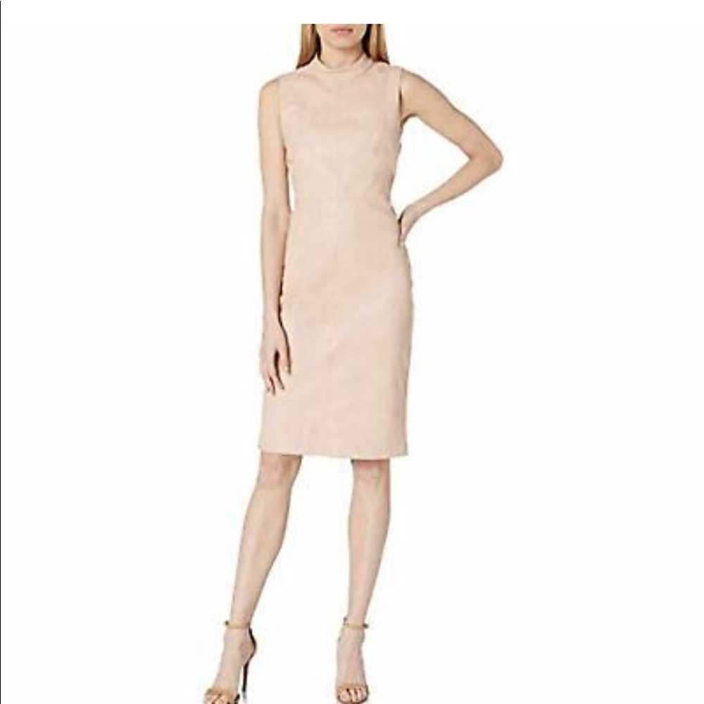BCBG Faux Leather Bare Pink shift dress
